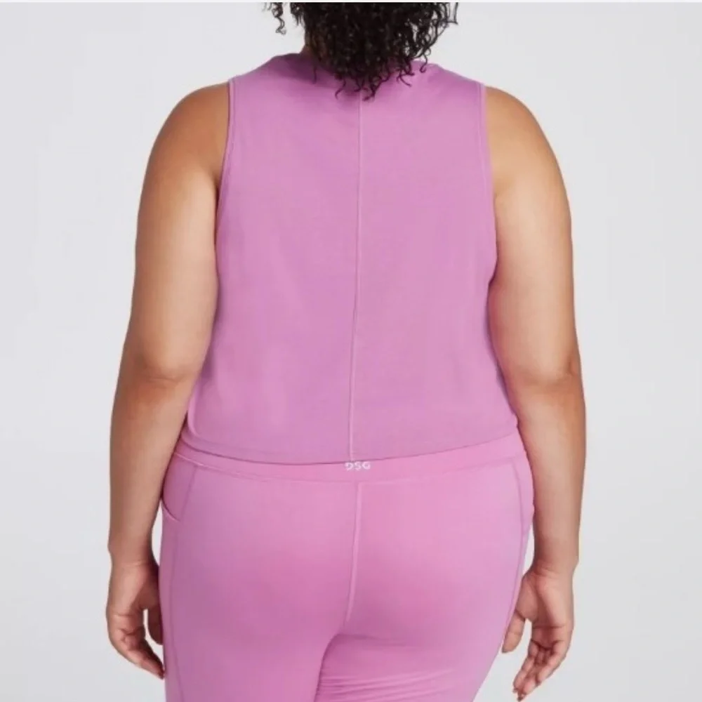 DSG Women’s Cotton Cropped Muscle Pink Tank Top - Picture 5 of 6